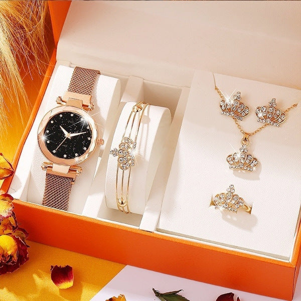 Set Boutique di Lusso con Scatola Regalo Orologio, Bracciale e Collana da Donna