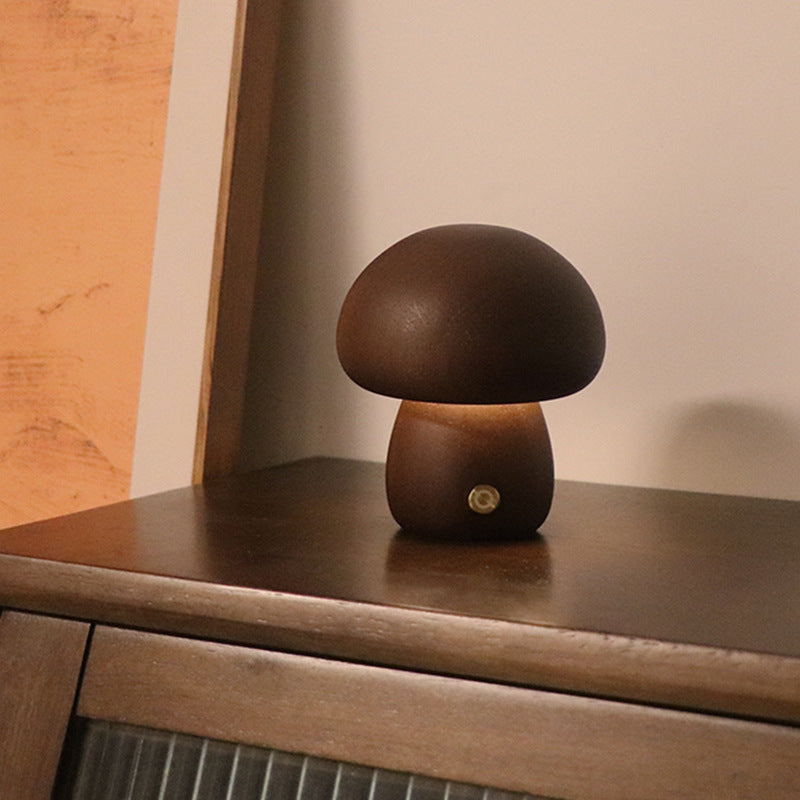 Lampada notturna a LED in legno a forma di fungo