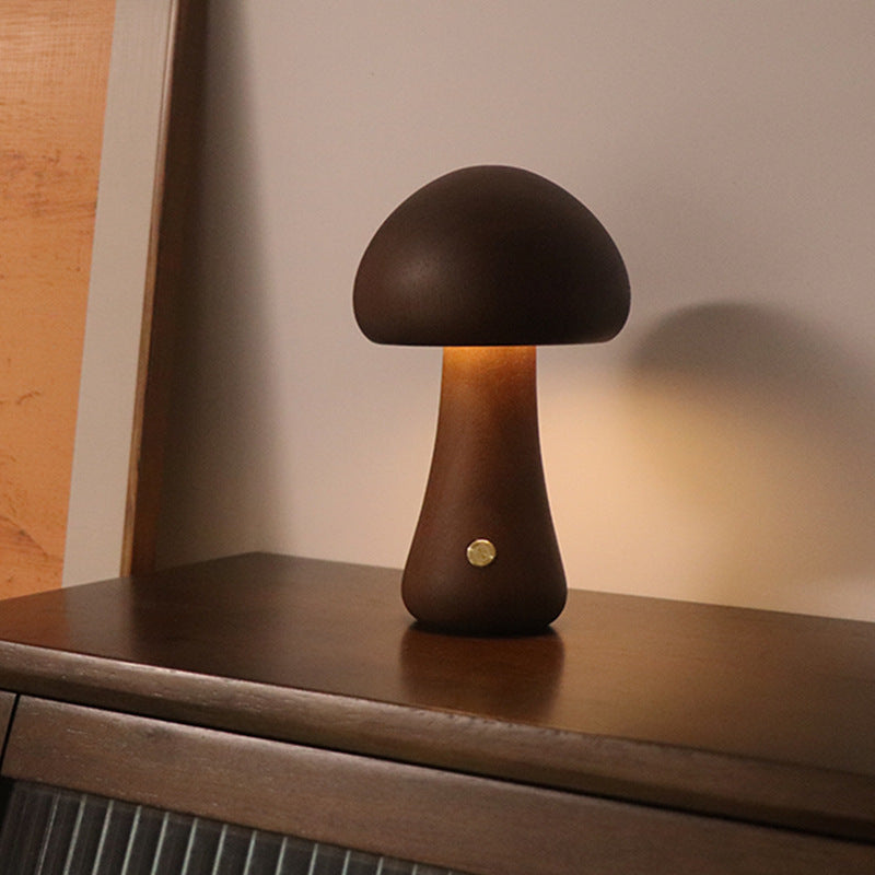 Lampada notturna a LED in legno a forma di fungo