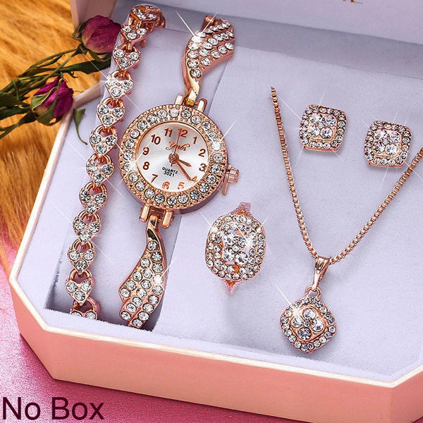 Set Boutique di Lusso con Scatola Regalo Orologio, Bracciale e Collana da Donna