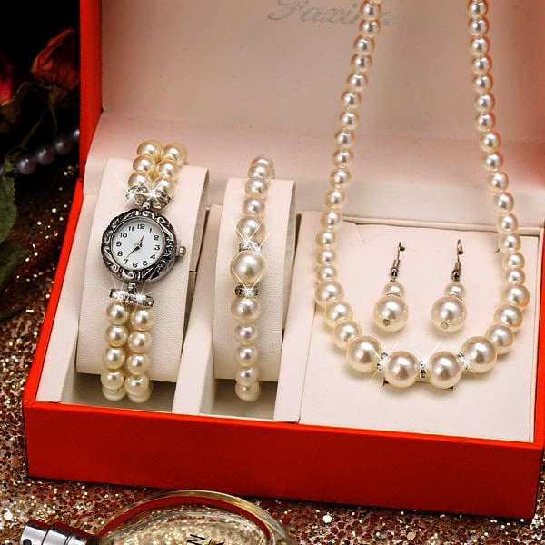 Set Boutique di Lusso con Scatola Regalo Orologio, Bracciale e Collana da Donna