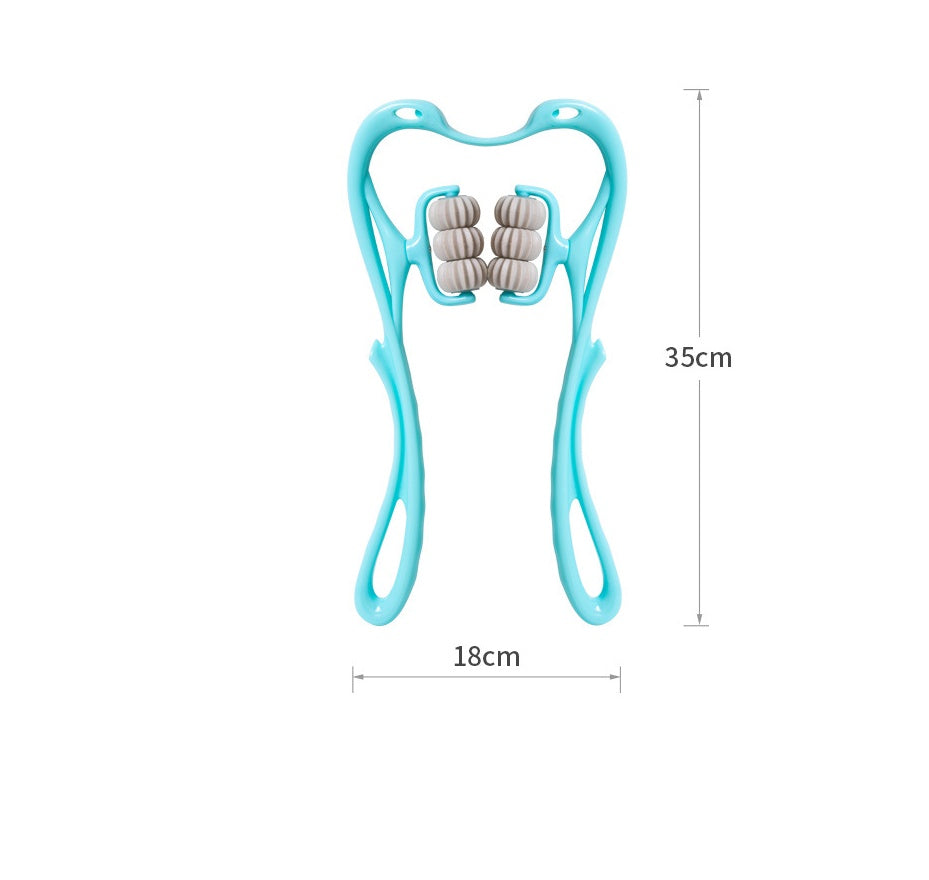 Massaggiatore manuale multifunzione a sei rulli per il collo, strumento per massaggio e sollievo