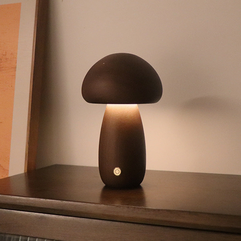 Lampada notturna a LED in legno a forma di fungo