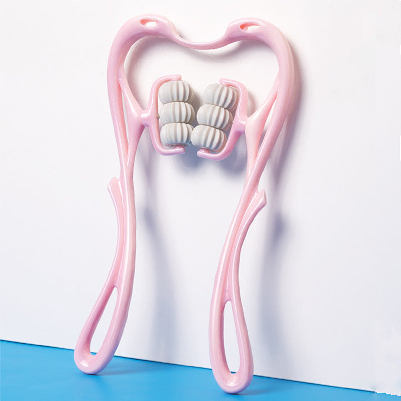 Massaggiatore manuale multifunzione a sei rulli per il collo, strumento per massaggio e sollievo