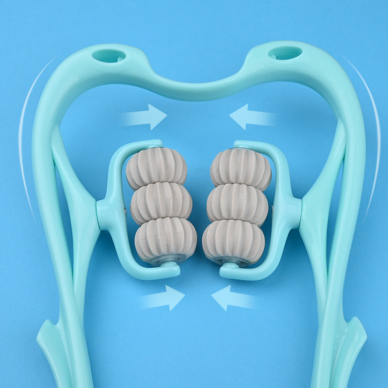 Massaggiatore manuale multifunzione a sei rulli per il collo, strumento per massaggio e sollievo